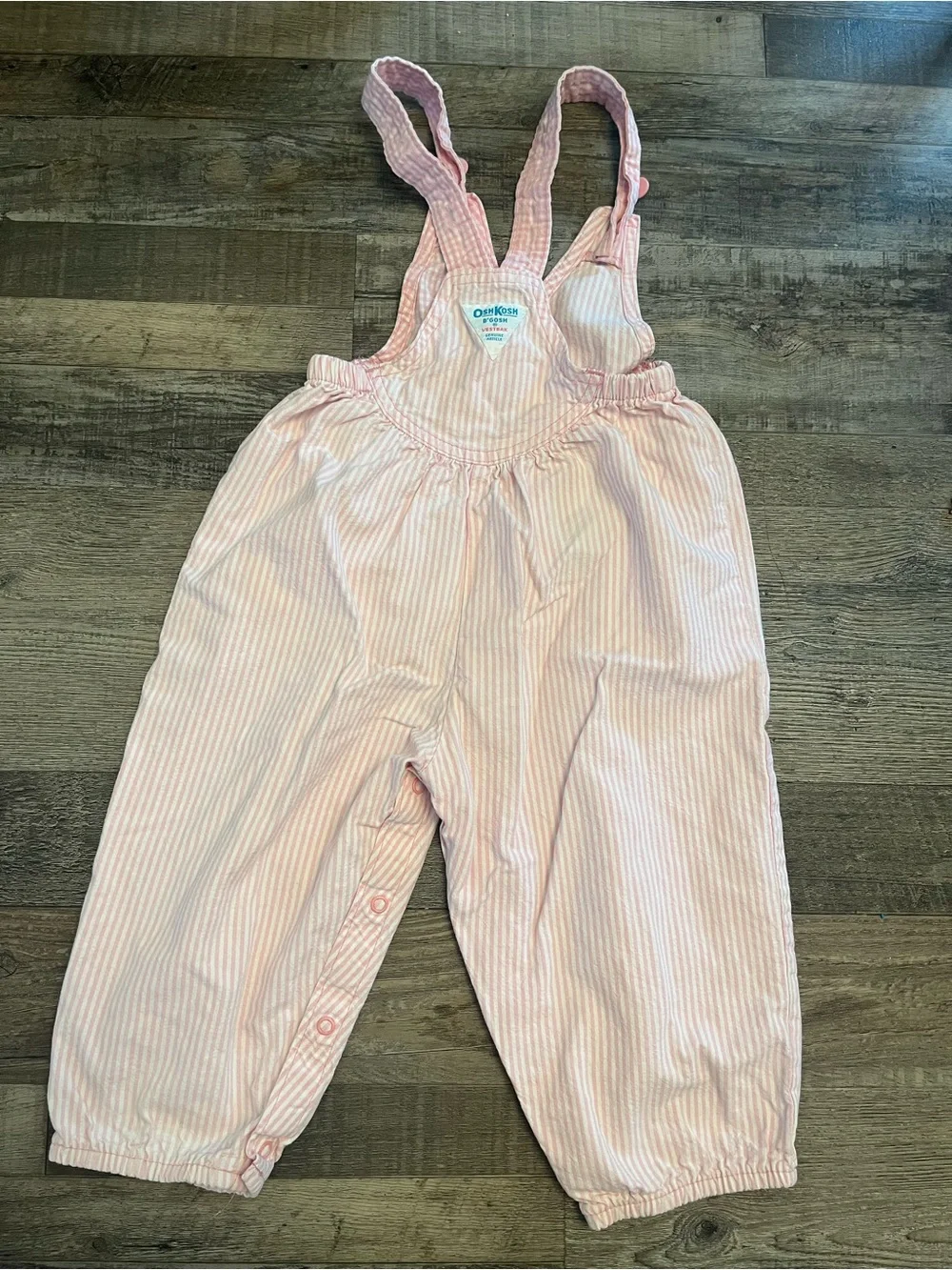 Oshkosh crossover pink stripe overalls